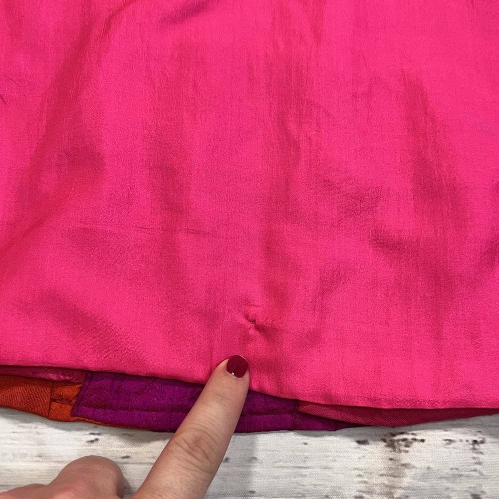 Vtg Sandy Starkman Women's M Boho Pink Neon Bright Silk Blend Embroidered Jacket - Picture 10 of 10